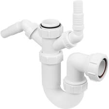 Image of Mcalpine WM11 40mm P-trap with 2 Appliances Outlets