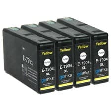 Image of 4 Yellow XL Ink Cartridges for Epson Workforce Pro WF-5620DWF. WF-5690DWF