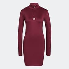Image of adidas Originals Women's 3-Stripes Long Sleeve Dress Burgundy Red H35617 UK 2-6