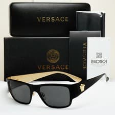 Image of Versace Sunglasses Black Gold Medusa Square Metal MOD VE 2262 1433/87 56mm