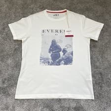 Image of Hackett HKT Everest Graphic T Shirt White Large BNWT Cotton Tee