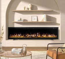 Image of Living & Home Black Electric Fireplace 42 inch - Wall-mounted, Recessed, Stand