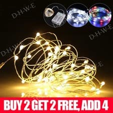 Image of Fairy String Lights Micro Rice Copper Wire Xmas Light 20/100LED Battery Operated