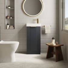 Image of Nuie Deco 400mm Floorstanding Basin Vanity Unit Bathroom Compact Modern Satin