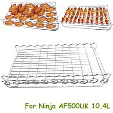 Image of 2 in 1 Stainless Steel Air Fryer Rack for Ninja Foodi Flexdrawer AF500UK 10.4L
