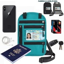 Image of RFID Blocking Travel Body Wallet Passport Holder Neck Shoulder Document Bag Case