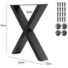 Image of 2PCS/Set Black Industrial Metal X Shape Table Legs Desk Bench X Cross Frame Legs