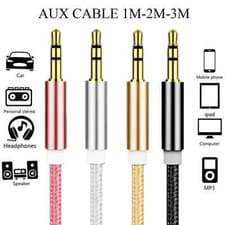 Image of 1M to 3M Headphone Aux Cable Audio Lead 3.5mm Jack to Jack Stereo PC Car Male UK