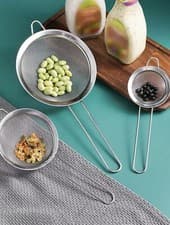 Image of 3 Pcs Small Fine Mesh Strainer With Handle, Stainless Steel Sieve For Kitchen