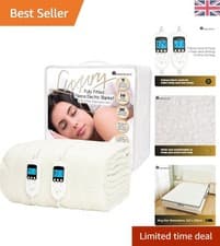 Image of King Size Dual Control Electric Blanket - Luxurious Fleece for Ultimate Comfort