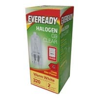 Image of 2 X G9 40W HALOGEN OVEN BULBS EVEREADY WARM WHITE CLEAR DIMMABLE (2 BULBS)