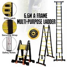Image of 6.6M Telescopic Ladder Multi-Purpose EngineerWork Step Aluminium Ladders EN131