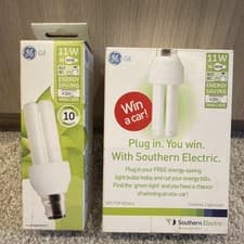 Image of 3x GE 11 Watt 55w Energy Saving Light Bulbs BC Compact Fluorescent Bulb.