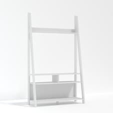 Image of Tiva White Ladder TV Unit - Sleek Leaning Design with Media Display & Shelving
