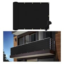 Image of 0.9x3m Black Balcony Privacy Screen Fence Cover UV Protection Weatherproof
