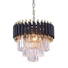 Image of Black and Gold Crystal Chandelier Ceiling Light Modern Pendant Light