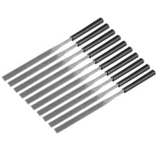 Image of 10Pcs Second Cut Steel Flat Needle File with Plastic Handle, 4mm x 160mm