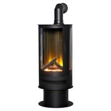 Image of Acantha Orbit Cylinder Electric Stove with Angled Stove Pipe in Black