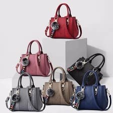Image of Korean Style Women PU Leather Handbag Set Tote Shoulder Bag Ladies Trendy Purse.