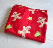 Image of Gingerbread Festive Fleece Throw, Red, Lightweight, 120cm x 150cm approx.