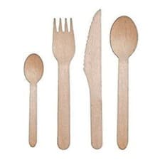Image of Compostable Wooden Cutlery - Knife, Fork, Spoon or Teaspoon Pack of 100 - Brown