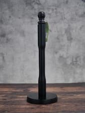 Image of Apollo Beech Wood Kitchen Roll Holder Paper Towel Stand Worktop Storage - Black