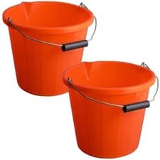 Image of Orange bucket 3 gallon builders bucket heavy duty with metal handle 14L - X2