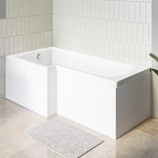 Image of Nes Home 1700 x 850mm Acrylic Square L Shaped Shower Bath - Left Hand