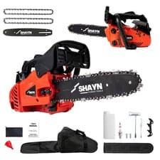 Image of SHAYN 25.4cc Petrol Chainsaw 2-Stroke Top Handle Chain Saw with 10” Bar & Chains