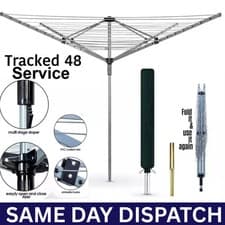 Image of Heavy Duty 4 Arm Rotary Washing Line Clothes Dryer - 60M/50M/40M Outdoor Airer