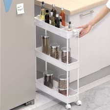 Image of 3-5 Tier Storage Trolley Cart Kitchen Bathroom Laundry Narrow Space Rack Rolling