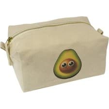 Image of 'Funny Avocado Face' Canvas Wash Bag / Makeup Case (CS00046739)