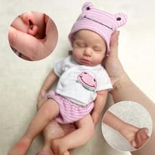 Image of 33CM Loulou Girl Bebe Reborn Dolls Can Open Mouth Painted Full Body Soft Silicon