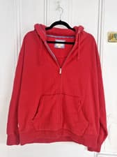 Image of Fat Face Hoody Jacket Zipper Red Hood Brand New Never Worn Size L