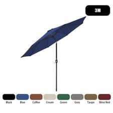 Image of 2.5/2.7/3M Round Garden Parasol LED Umbrella Tilt Crank Sun Shade Patio Fabric
