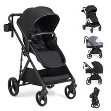 Image of COSTWAY 3 in 1 Baby Stroller with Bassinet & Adjustable Canopy Backrest