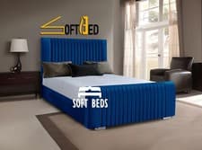 Image of Plush Velvet Amara Upholstered Bed Frame Storage Option Double King Super King