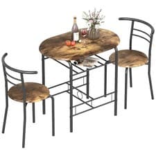 Image of HOMCOM Breakfast Bar Table and Stools Set, Dining Room Set with Shelf