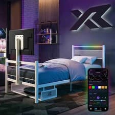 Image of X Rocker Basecamp Rgb Single LED Gaming Tv Bed With App Controlled LED Lights -
