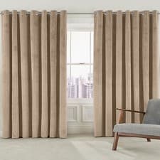Image of Velvet Curtains PAIR Eyelet Ring Top Fully Lined Ready Made Curtain Panel
