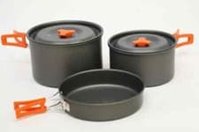 Image of Vango Hard Anodised 4 Person Cook Kit - Nesting Stacking Camping Pan Set