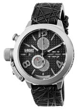 Image of Limited Edition U-Boat Classico Automatic Chrono Black Leather Mens Watch 3004