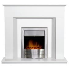 Image of Adam Alora White Marble Fireplace with Downlights with Colorado Electric Fire...