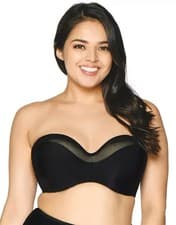 Image of CURVY KATE Womens Black Sheer Class Bandeau Bikini Top 32J BNWT
