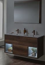 Image of Wall Hung Open Shelf Vanity Unit with Double Basin (delivery within London)