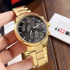 Image of TISSOT CHRONO XL CLASSIC MENS WATCH STAINLESS STEEL GOLD STRAP WITH BLACK DIAL