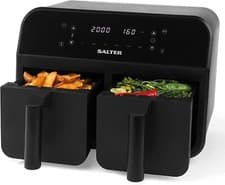 Image of Salter EK4750BLK 7.4L Dual Air Fryer, Larger Double Drawer Non-Stick Air Fryer