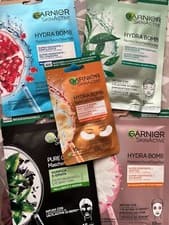 Image of Garnier Hydra Bomb 5 Fabric Masks with a Different Effect Skin Care Pack of 5