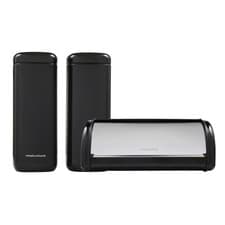 Image of Morphy Richards Equip Black Large Roll Front Bread Bin & Large Storage Canisters