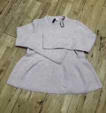Image of Super Soft Flared Hem Long Sleeve Jumper Round Neck Light Pink Small New No Tag
